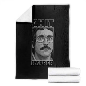 Chit Happens Meme Throw Blanket Funny Weird Guy Meme Unhinged Humor Energy TS02 Black Print Your Wear