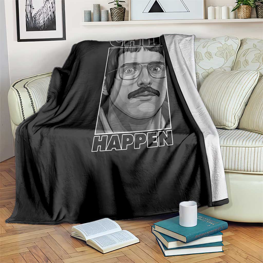 Chit Happens Meme Throw Blanket Funny Weird Guy Meme Unhinged Humor Energy TS02 Print Your Wear