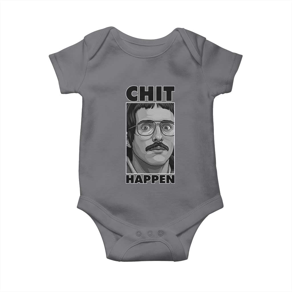 Chit Happens Meme Baby Onesie Funny Weird Guy Meme Unhinged Humor Energy TS02 Charcoal Print Your Wear