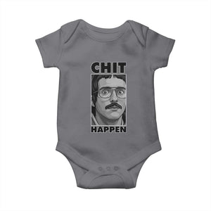 Chit Happens Meme Baby Onesie Funny Weird Guy Meme Unhinged Humor Energy TS02 Charcoal Print Your Wear