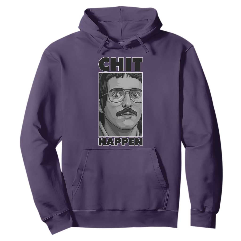 Chit Happens Meme Hoodie Funny Weird Guy Meme Unhinged Humor Energy TS02 Purple Print Your Wear