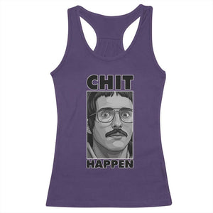 Chit Happens Meme Racerback Tank Top Funny Weird Guy Meme Unhinged Humor Energy TS02 Purple Print Your Wear