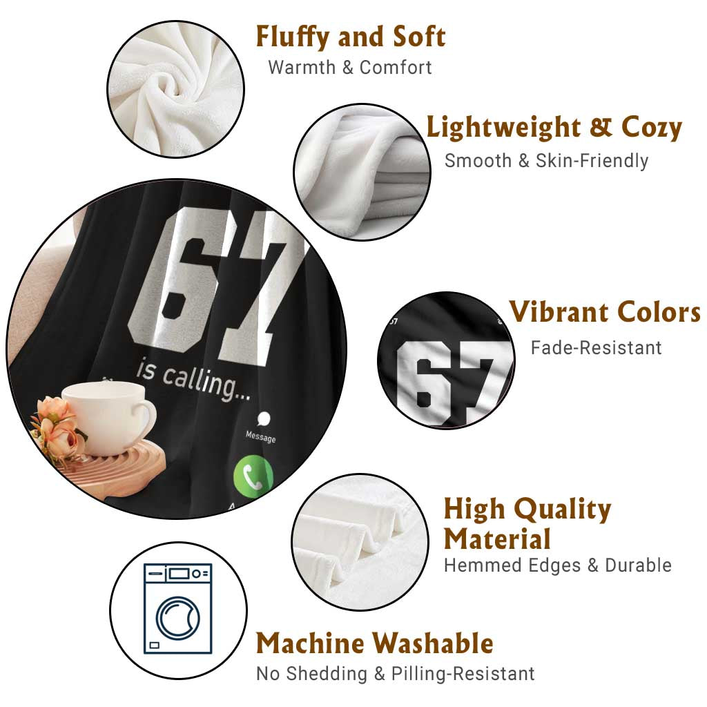 67 Is Calling Meme Throw Blanket Funny Six Seven Phone Call Screen TS02 Print Your Wear