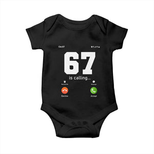 67 Is Calling Meme Baby Onesie Funny Six Seven Phone Call Screen TS02 Black Print Your Wear