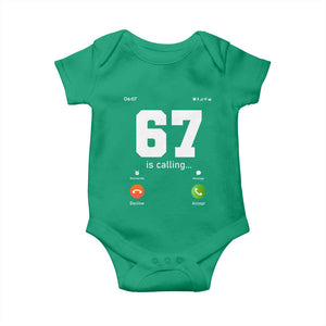 67 Is Calling Meme Baby Onesie Funny Six Seven Phone Call Screen TS02 Irish Green Print Your Wear
