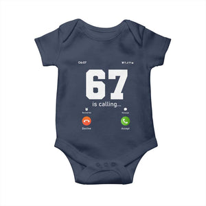 67 Is Calling Meme Baby Onesie Funny Six Seven Phone Call Screen TS02 Navy Print Your Wear