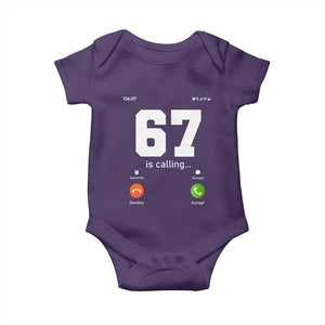 67 Is Calling Meme Baby Onesie Funny Six Seven Phone Call Screen TS02 Purple Print Your Wear