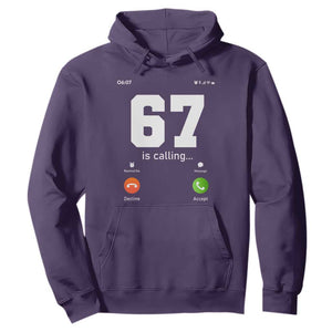 67 Is Calling Meme Hoodie Funny Six Seven Phone Call Screen TS02 Purple Print Your Wear