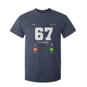 67 Is Calling Meme T Shirt For Kid Funny Six Seven Phone Call Screen TS02 Navy Print Your Wear
