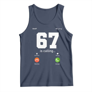 67 Is Calling Meme Tank Top Funny Six Seven Phone Call Screen TS02 Navy Print Your Wear