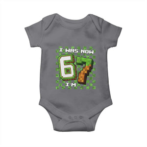 I Was 6 Now I'm 7 Birthday Meme Baby Onesie Pixel Style 67 Gamer Six Seven Joke TS02 Charcoal Print Your Wear