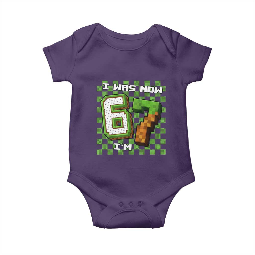 I Was 6 Now I'm 7 Birthday Meme Baby Onesie Pixel Style 67 Gamer Six Seven Joke TS02 Purple Print Your Wear