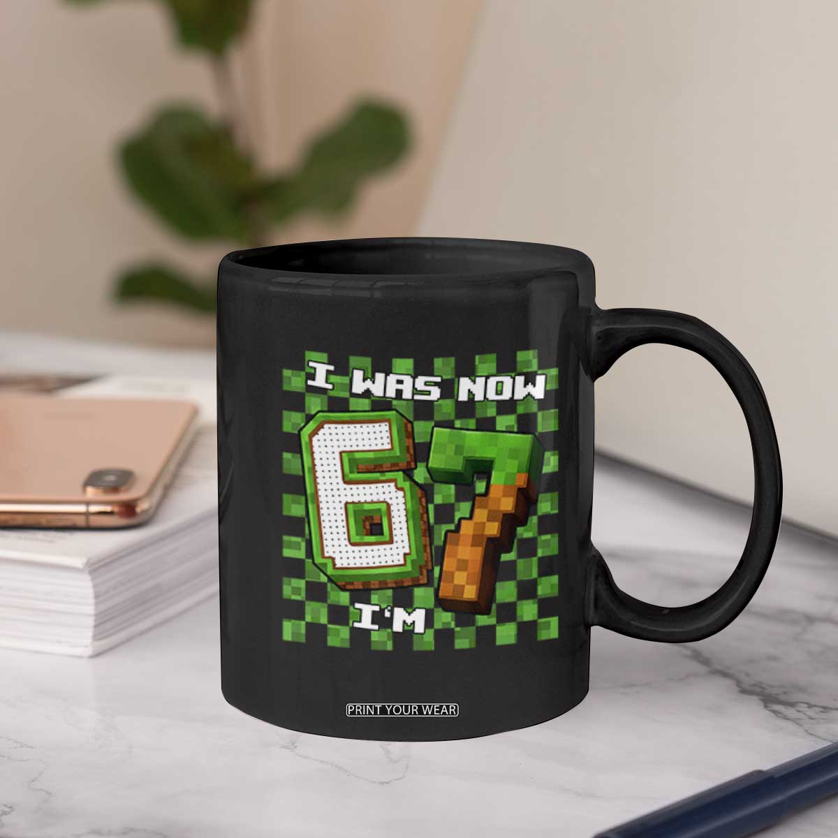 I Was 6 Now I'm 7 Birthday Meme Coffee Mug Pixel Style 67 Gamer Six Seven Joke TS02 Print Your Wear