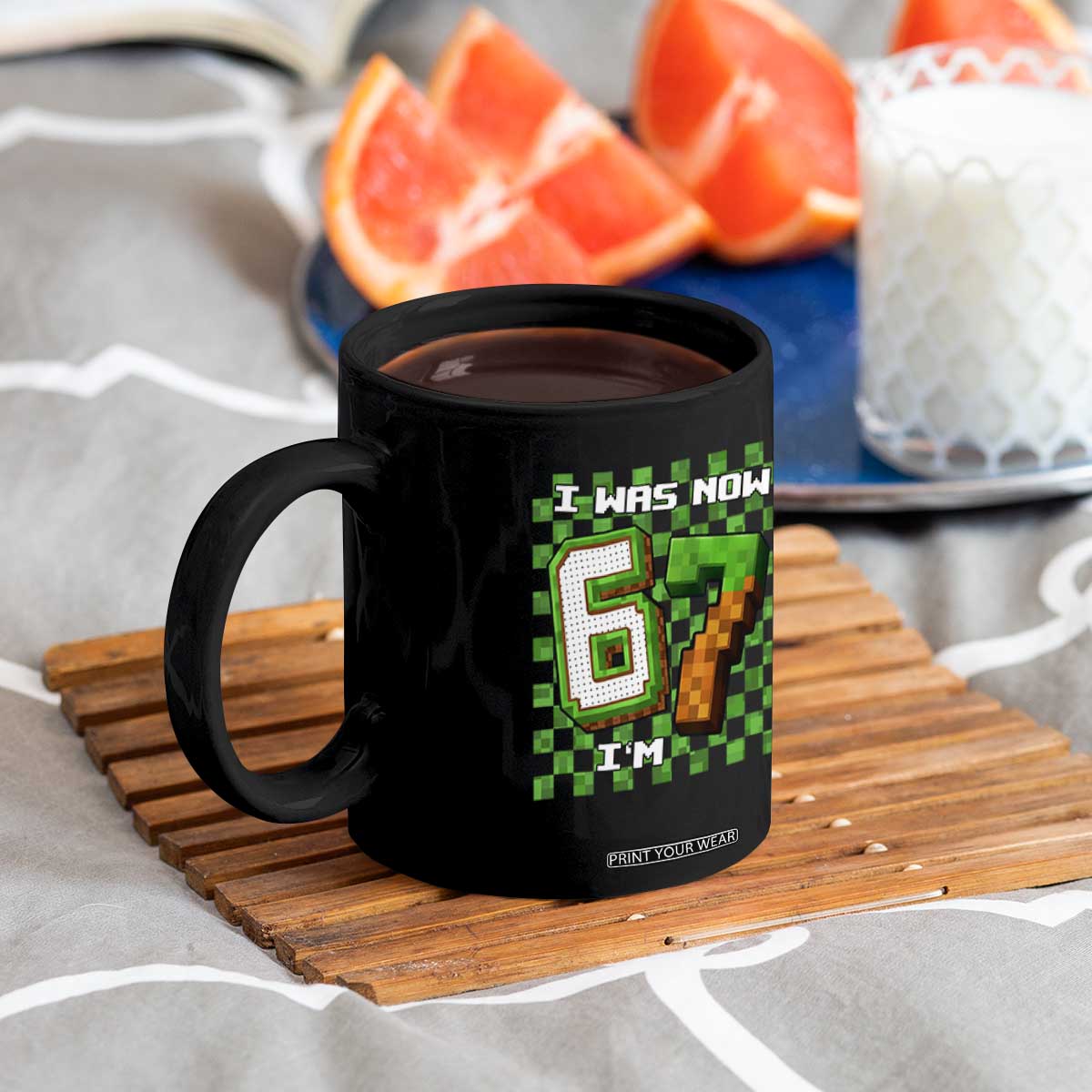 I Was 6 Now I'm 7 Birthday Meme Coffee Mug Pixel Style 67 Gamer Six Seven Joke TS02 Print Your Wear
