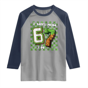 I Was 6 Now I'm 7 Birthday Meme Raglan Shirt Pixel Style 67 Gamer Six Seven Joke TS02 Sport Gray Navy Print Your Wear