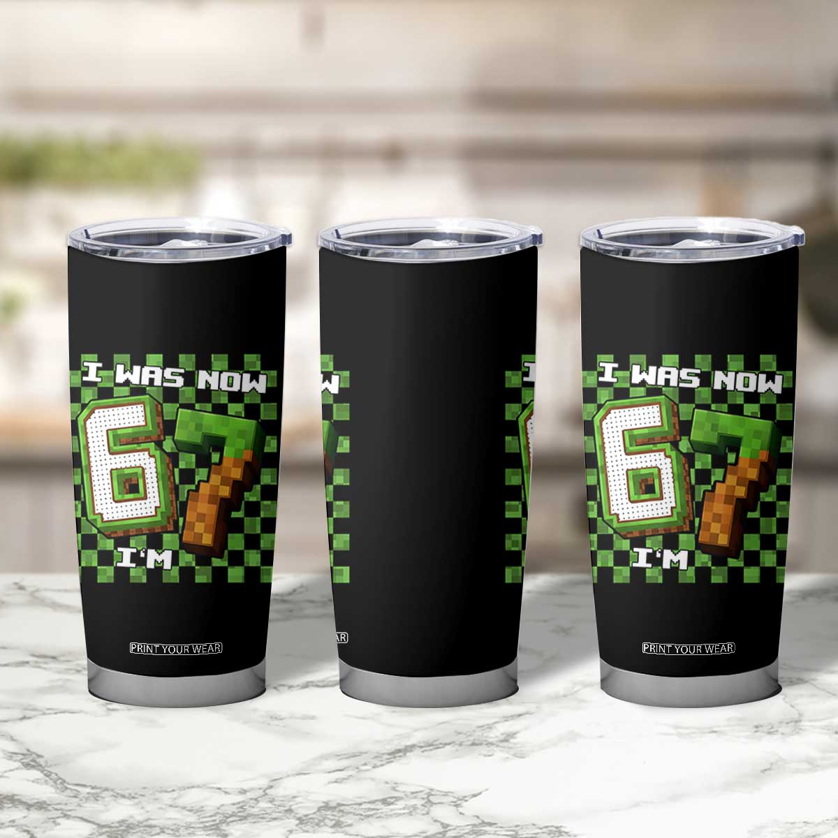 I Was 6 Now I'm 7 Birthday Meme Tumbler Cup Pixel Style 67 Gamer Six Seven Joke TS02 Print Your Wear