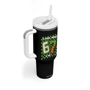 I Was 6 Now I'm 7 Birthday Meme Tumbler With Handle Pixel Style 67 Gamer Six Seven Joke TS02 Print Your Wear