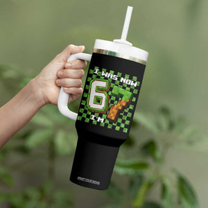 I Was 6 Now I'm 7 Birthday Meme Tumbler With Handle Pixel Style 67 Gamer Six Seven Joke TS02 Print Your Wear
