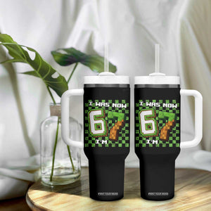 I Was 6 Now I'm 7 Birthday Meme Tumbler With Handle Pixel Style 67 Gamer Six Seven Joke TS02 Print Your Wear
