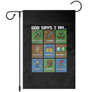 God Says I Am Pixel Art Graphic Garden Flag Christian Affirmation Gamer Bible Verses TS02 Black Print Your Wear