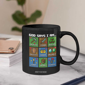 God Says I Am Pixel Art Graphic Coffee Mug Christian Affirmation Gamer Bible Verses TS02 Print Your Wear