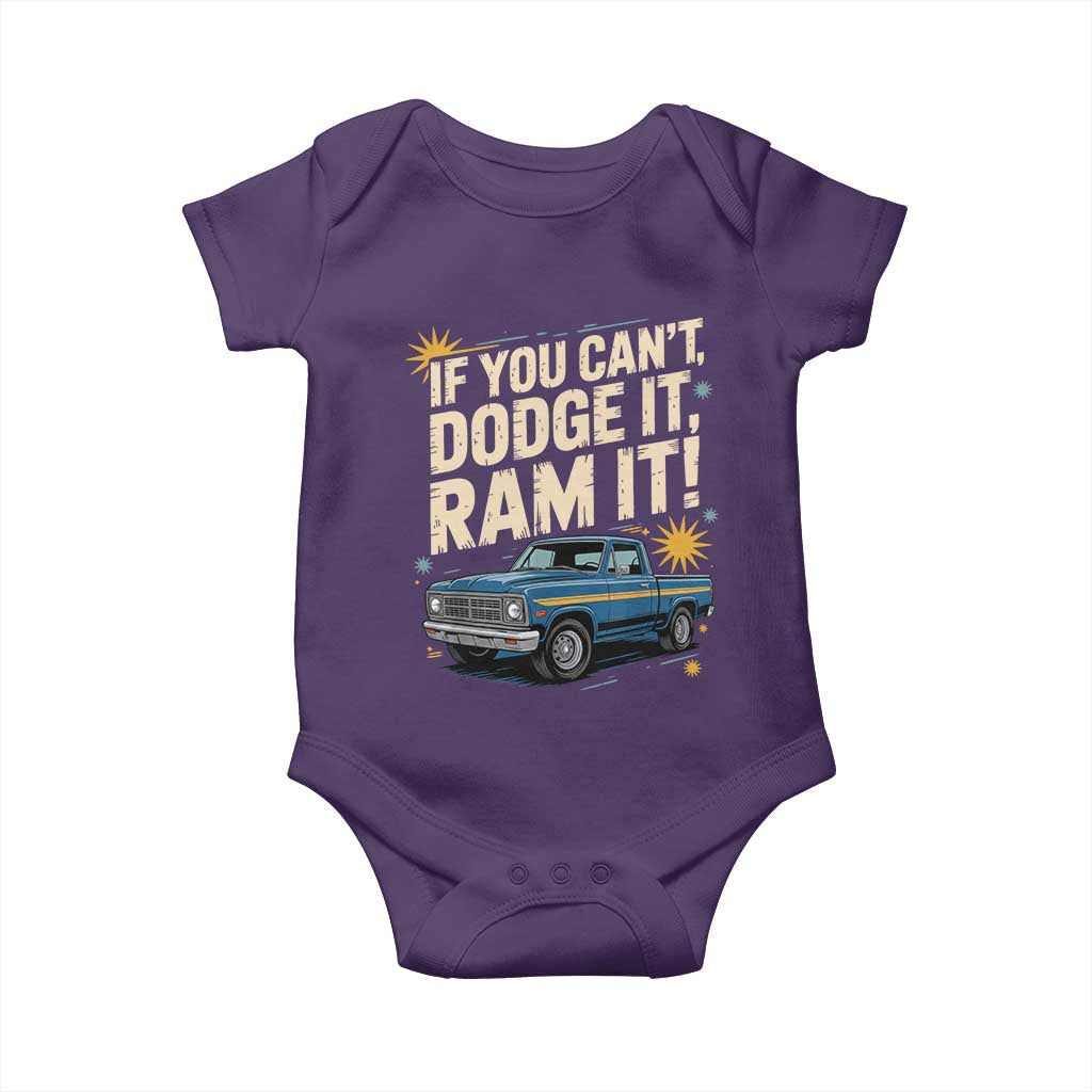 If You Cant Dodge It Ram It Funny Truck Meme Baby Onesie for Gearheads Country Road Warriors TS02 Purple Print Your Wear