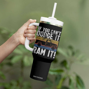If You Cant Dodge It Ram It Retro Truck Meme Tumbler With Handle for Gearheads Country Road Warriors TS02 Print Your Wear