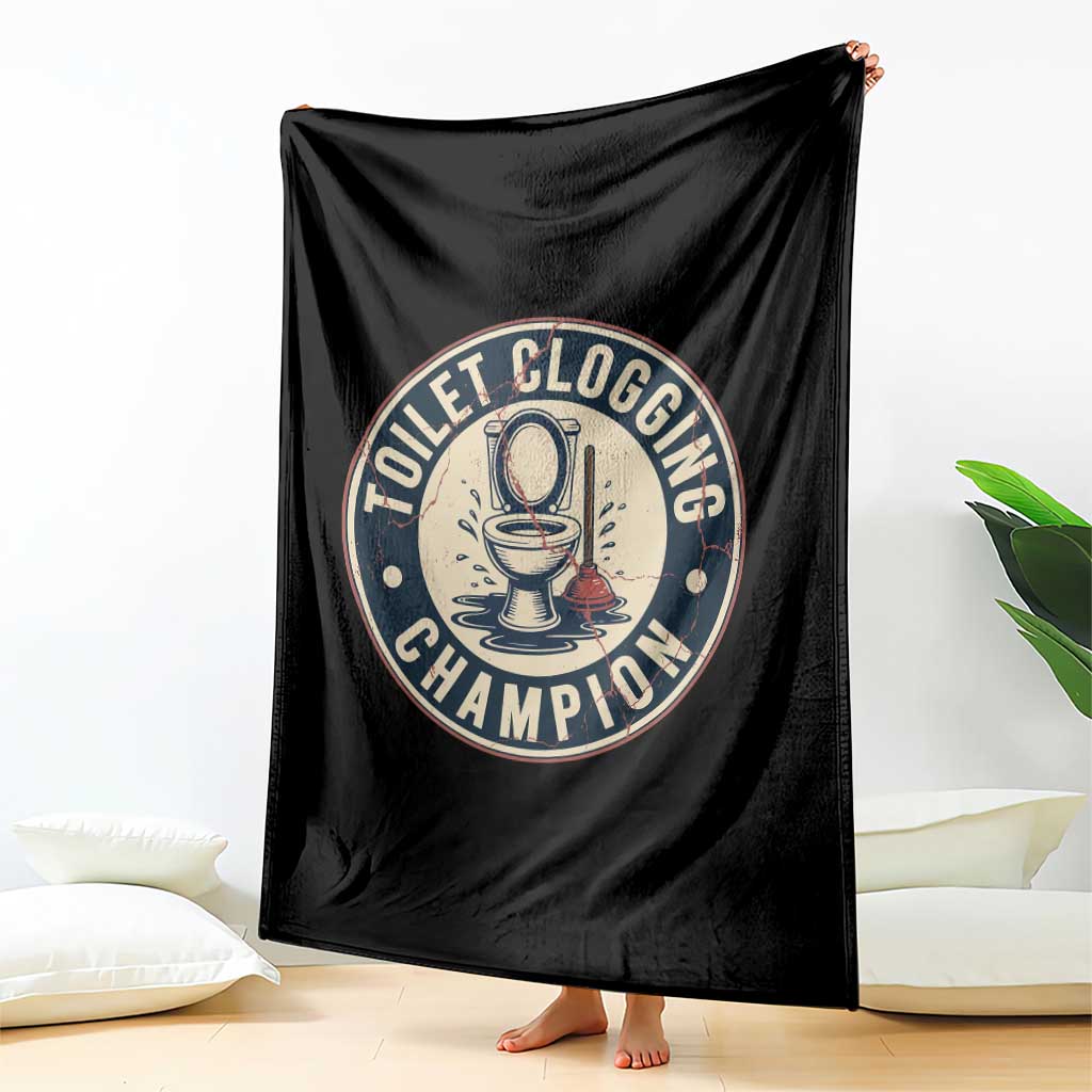Funny Toilet Clogging Champion Badge Meme Throw Blanket for Poop Legends Gut Bomb Gladiators TS02 Print Your Wear