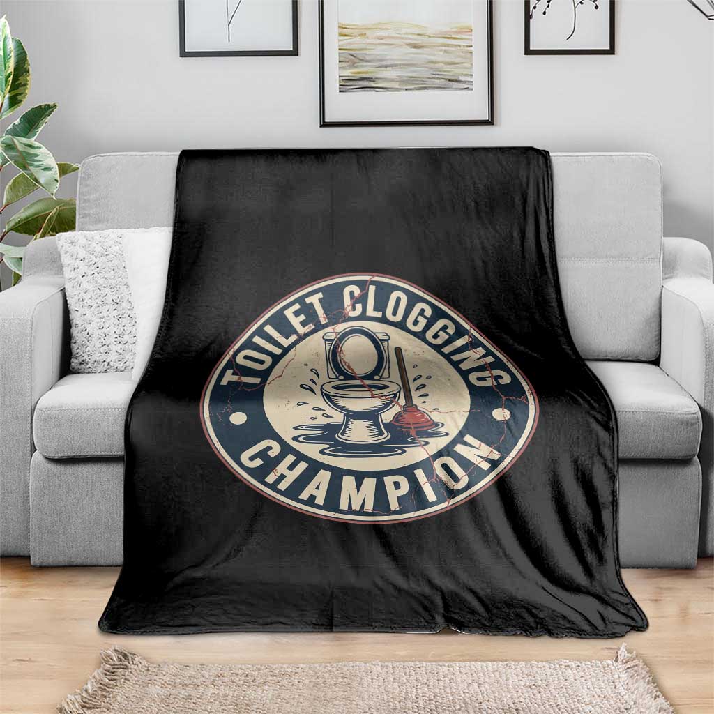 Funny Toilet Clogging Champion Badge Meme Throw Blanket for Poop Legends Gut Bomb Gladiators TS02 Print Your Wear