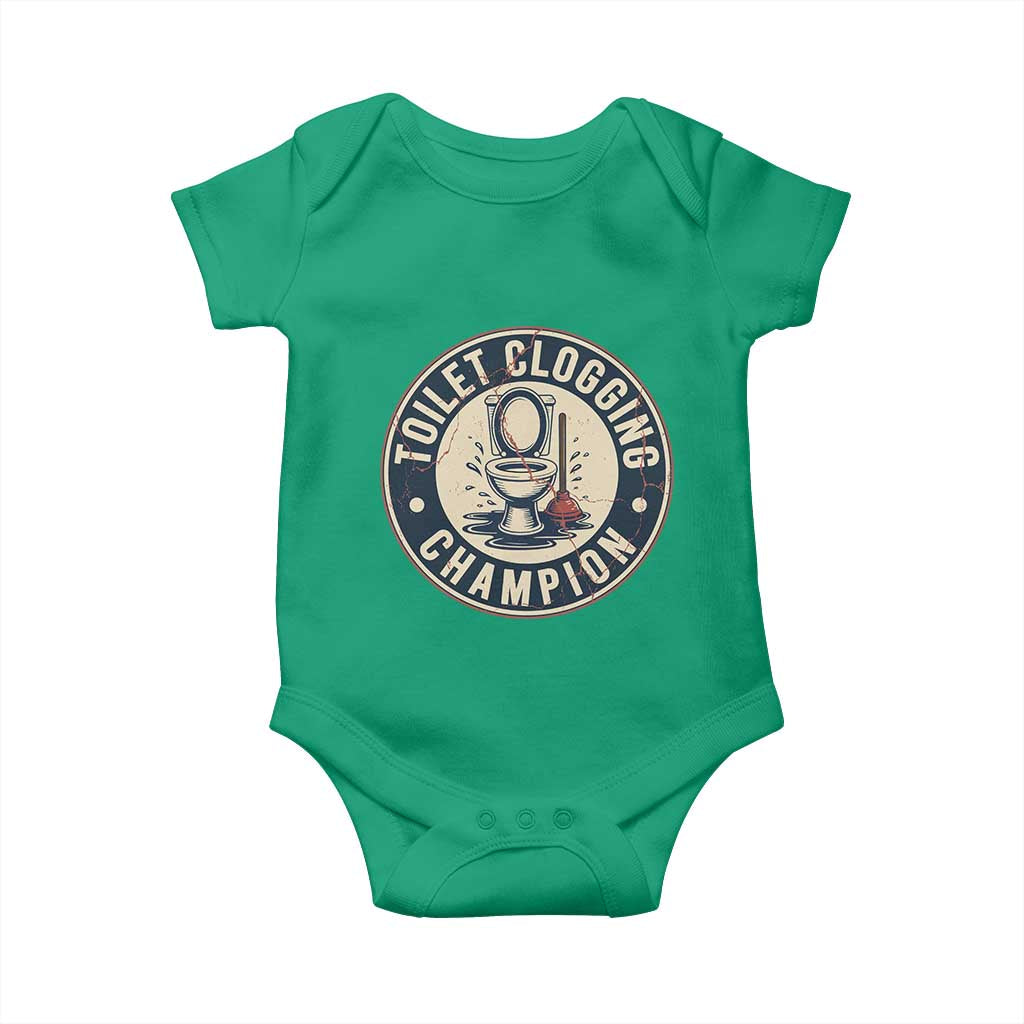 Funny Toilet Clogging Champion Badge Meme Baby Onesie for Poop Legends Gut Bomb Gladiators TS02 Irish Green Print Your Wear