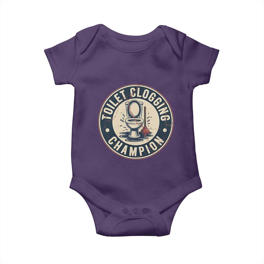 Funny Toilet Clogging Champion Badge Meme Baby Onesie for Poop Legends Gut Bomb Gladiators TS02 Purple Print Your Wear