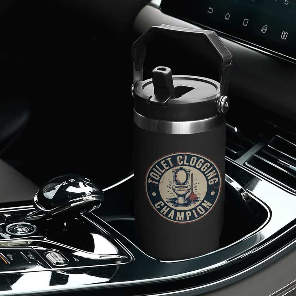 Funny Toilet Clogging Champion Badge Meme Flip Straw Tumbler for Poop Legends Gut Bomb Gladiators TS02 Print Your Wear