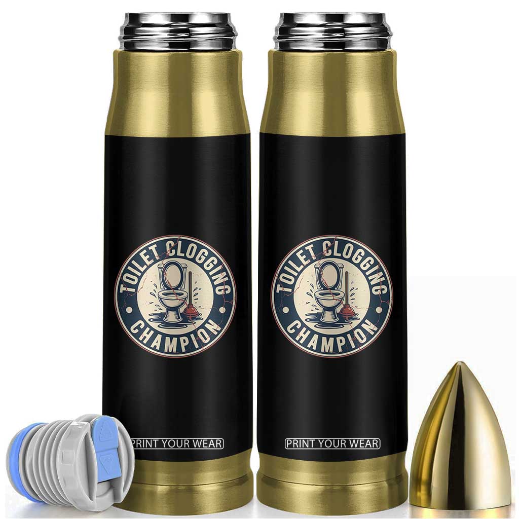 Funny Toilet Clogging Champion Badge Meme Bullet Tumbler for Poop Legends Gut Bomb Gladiators TS02 Black Print Your Wear