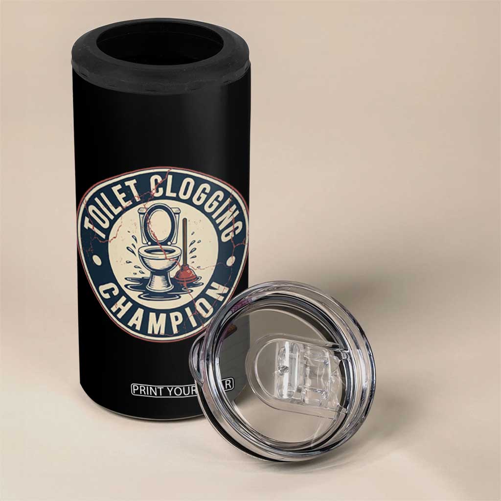 Funny Toilet Clogging Champion Badge Meme 4 in 1 Can Cooler Tumbler for Poop Legends Gut Bomb Gladiators TS02 Print Your Wear