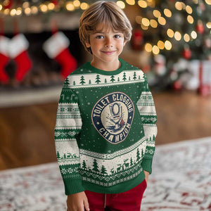 Funny Toilet Clogging Champion Badge Meme Ugly Christmas Sweater for Poop Legends Gut Bomb Gladiators TS02 Forest Green Beige Print Your Wear