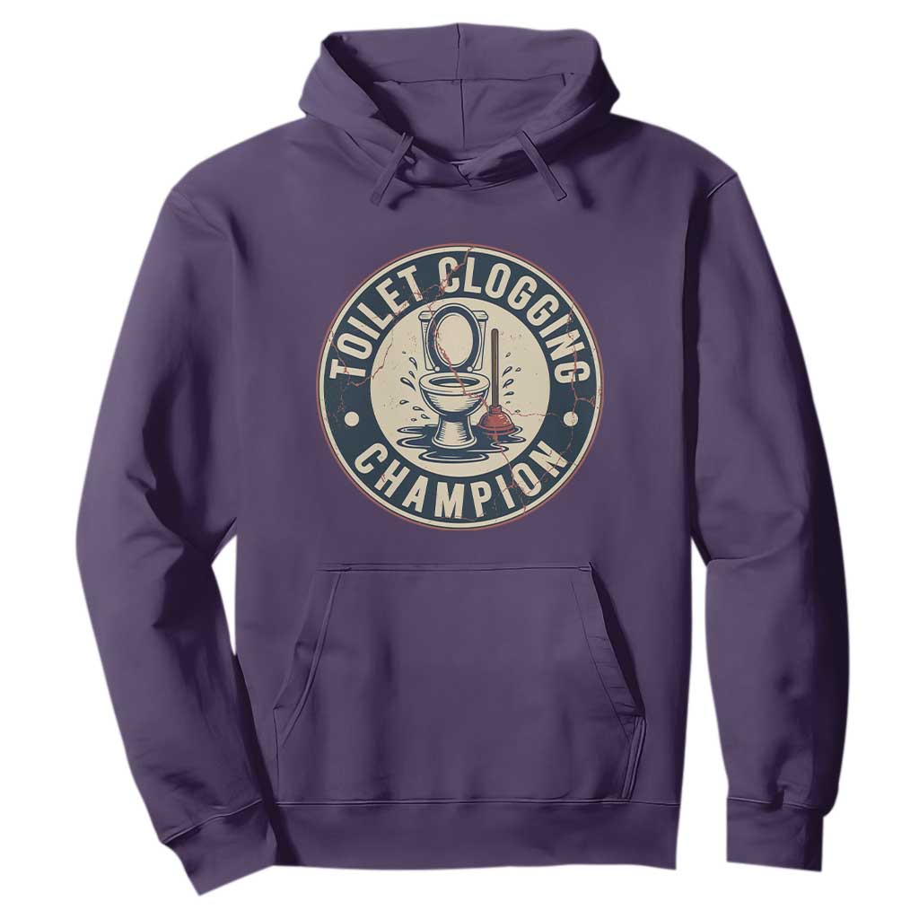 Funny Toilet Clogging Champion Badge Meme Hoodie for Poop Legends Gut Bomb Gladiators TS02 Purple Print Your Wear