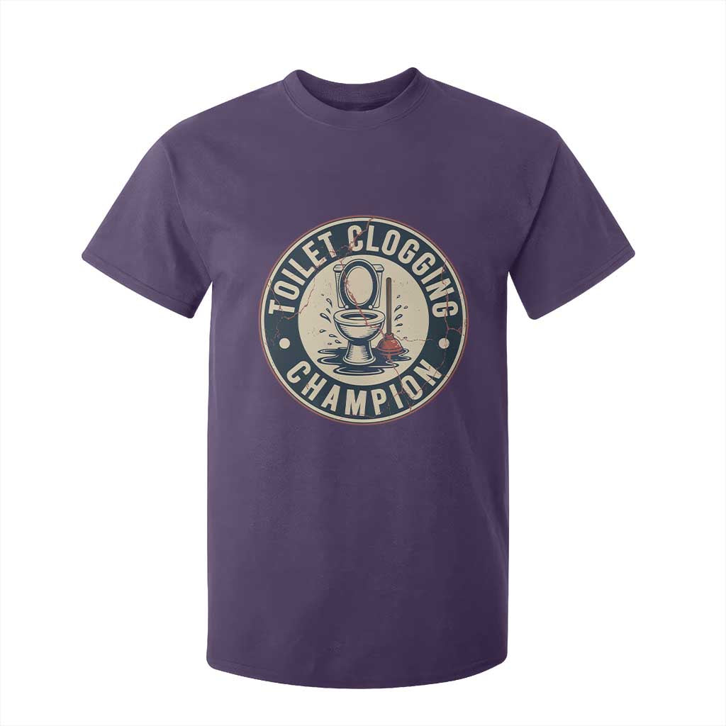 Funny Toilet Clogging Champion Badge Meme T Shirt For Kid for Poop Legends Gut Bomb Gladiators TS02 Purple Print Your Wear