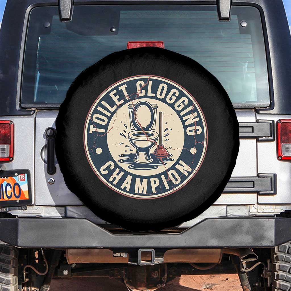 Funny Toilet Clogging Champion Badge Meme Spare Tire Cover for Poop Legends Gut Bomb Gladiators TS02 No hole Black Print Your Wear