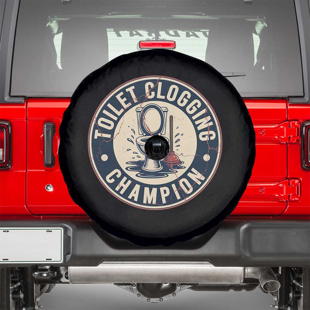 Funny Toilet Clogging Champion Badge Meme Spare Tire Cover for Poop Legends Gut Bomb Gladiators TS02 Black Print Your Wear