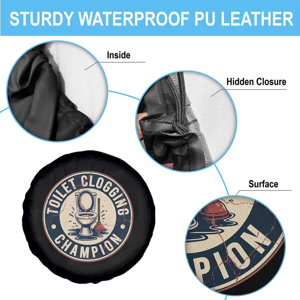 Funny Toilet Clogging Champion Badge Meme Spare Tire Cover for Poop Legends Gut Bomb Gladiators TS02 Print Your Wear