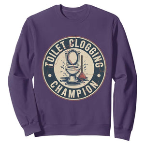 Funny Toilet Clogging Champion Badge Meme Sweatshirt for Poop Legends Gut Bomb Gladiators TS02 Purple Print Your Wear