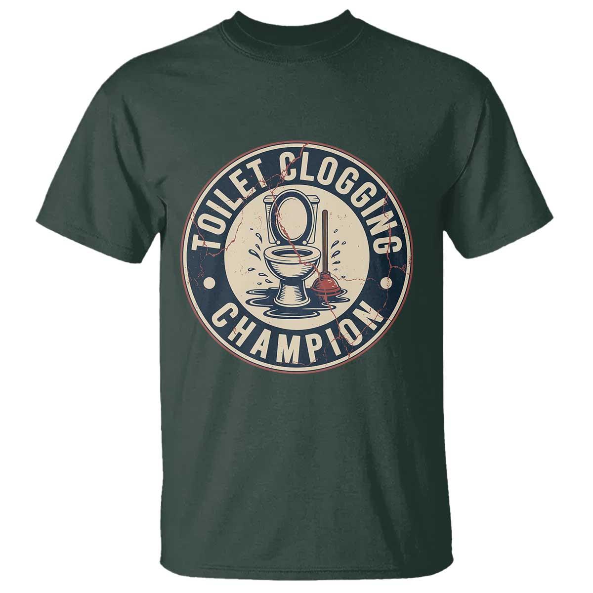 Funny Toilet Clogging Champion Badge Meme T Shirt for Poop Legends Gut Bomb Gladiators TS02 Dark Forest Green Print Your Wear