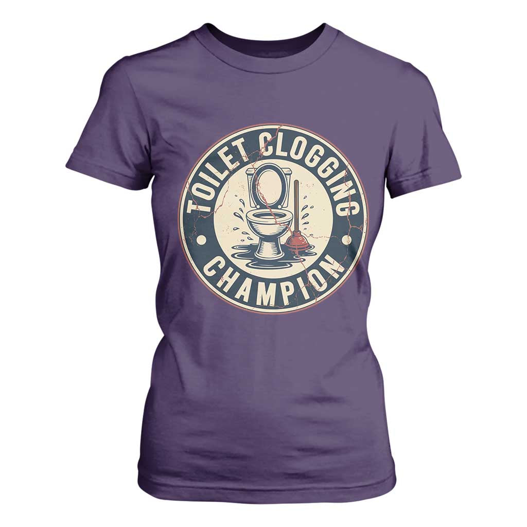 Funny Toilet Clogging Champion Badge Meme T Shirt For Women for Poop Legends Gut Bomb Gladiators TS02 Purple Print Your Wear