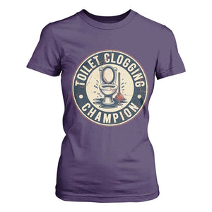 Funny Toilet Clogging Champion Badge Meme T Shirt For Women for Poop Legends Gut Bomb Gladiators TS02 Purple Print Your Wear