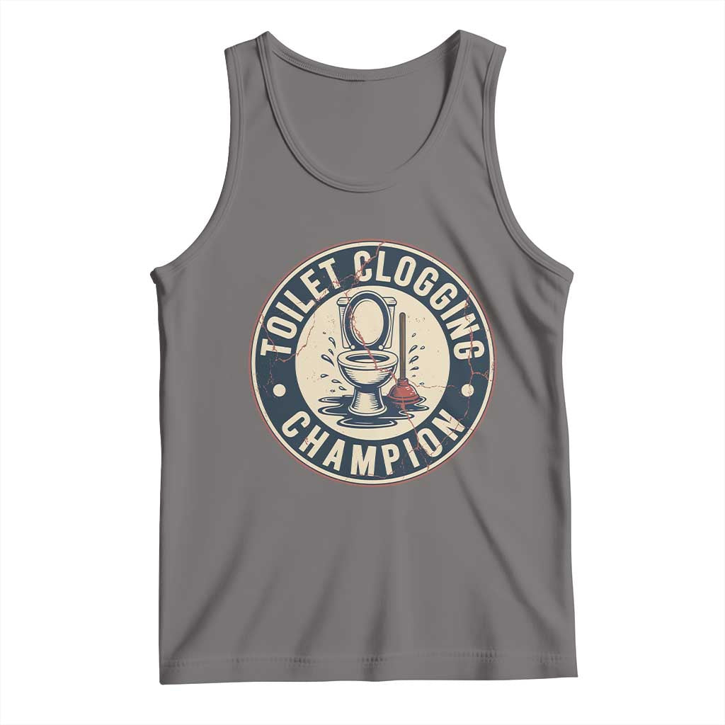 Funny Toilet Clogging Champion Badge Meme Tank Top for Poop Legends Gut Bomb Gladiators TS02 Deep Heather Print Your Wear