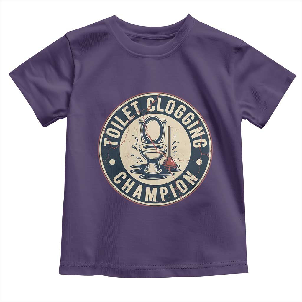 Funny Toilet Clogging Champion Badge Meme Toddler T Shirt for Poop Legends Gut Bomb Gladiators TS02 Purple Print Your Wear