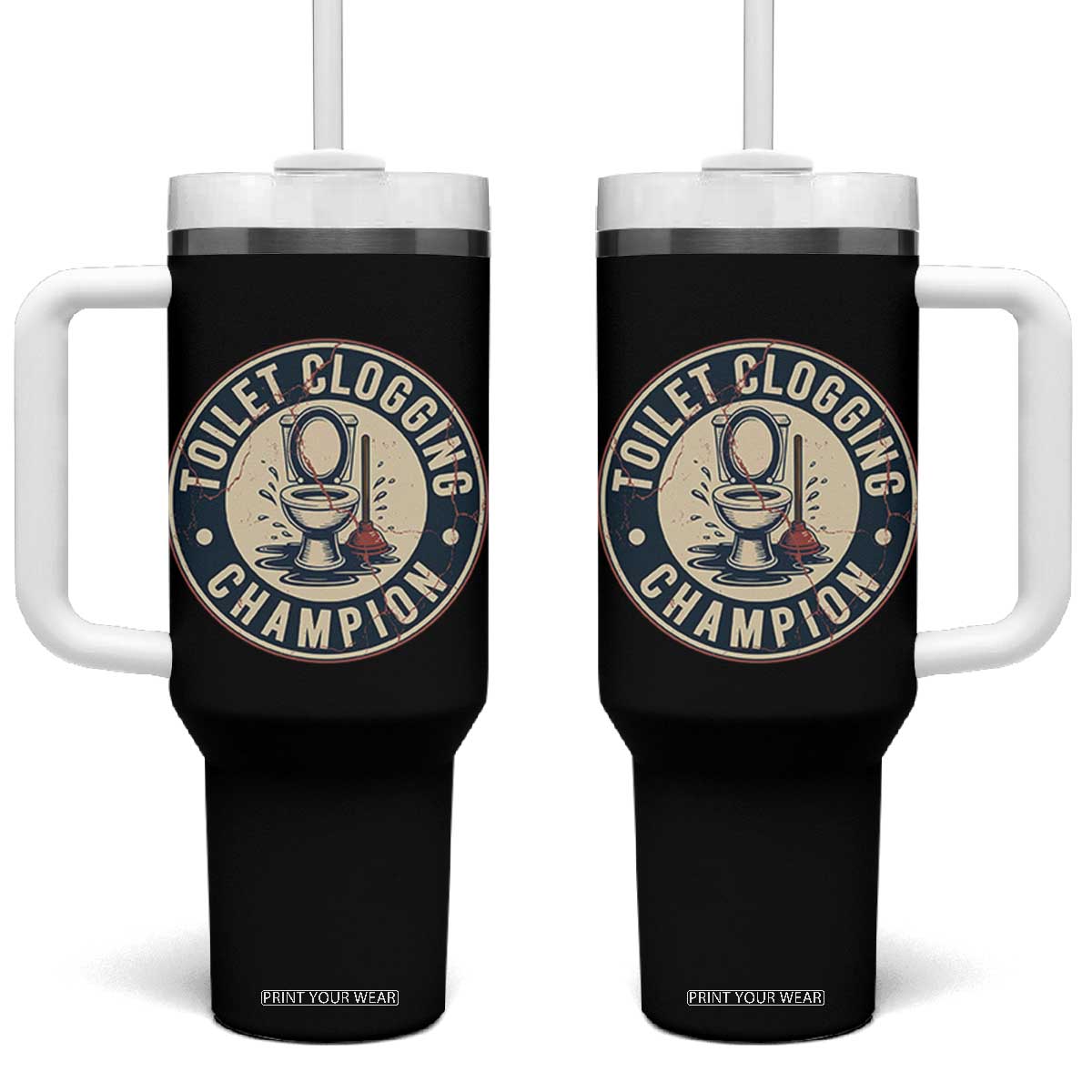Funny Toilet Clogging Champion Badge Meme Tumbler With Handle for Poop Legends Gut Bomb Gladiators TS02 One Size: 40 oz Black Print Your Wear