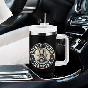 Funny Toilet Clogging Champion Badge Meme Tumbler With Handle for Poop Legends Gut Bomb Gladiators TS02 Print Your Wear