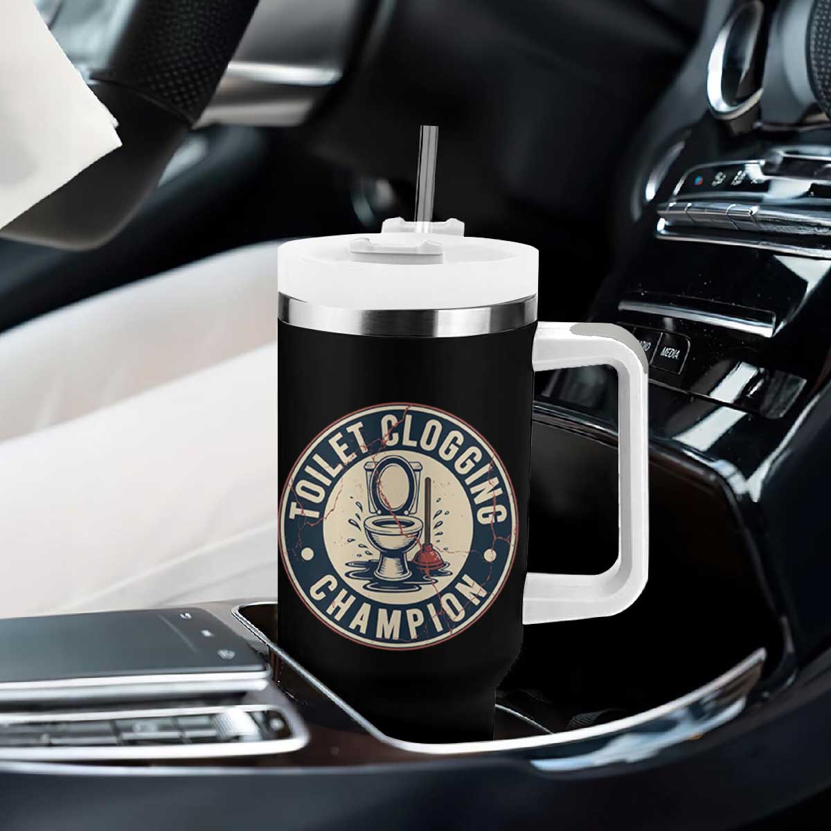 Funny Toilet Clogging Champion Badge Meme Tumbler With Handle for Poop Legends Gut Bomb Gladiators TS02 Print Your Wear