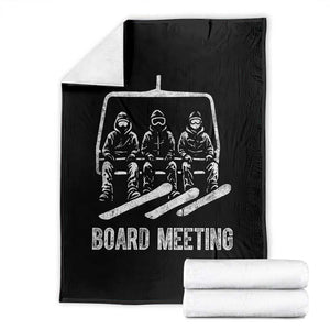 Funny Snowboarding Board Meeting Throw Blanket Chairlift Snowboarders Powder Junkies TS02 Black Print Your Wear
